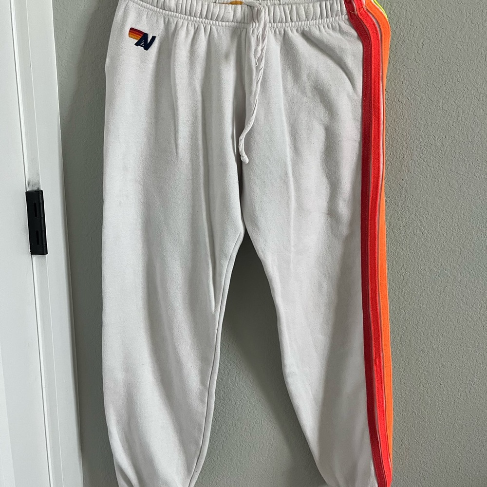 White aviator nation sweats // 4 stripe // Neon